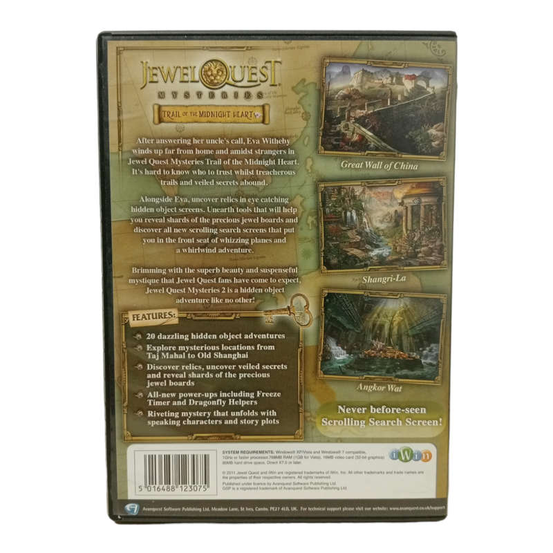 Jewel Quest Mysteries - Trail of the Midnight Heart, Hidden Object Game PC (CD)