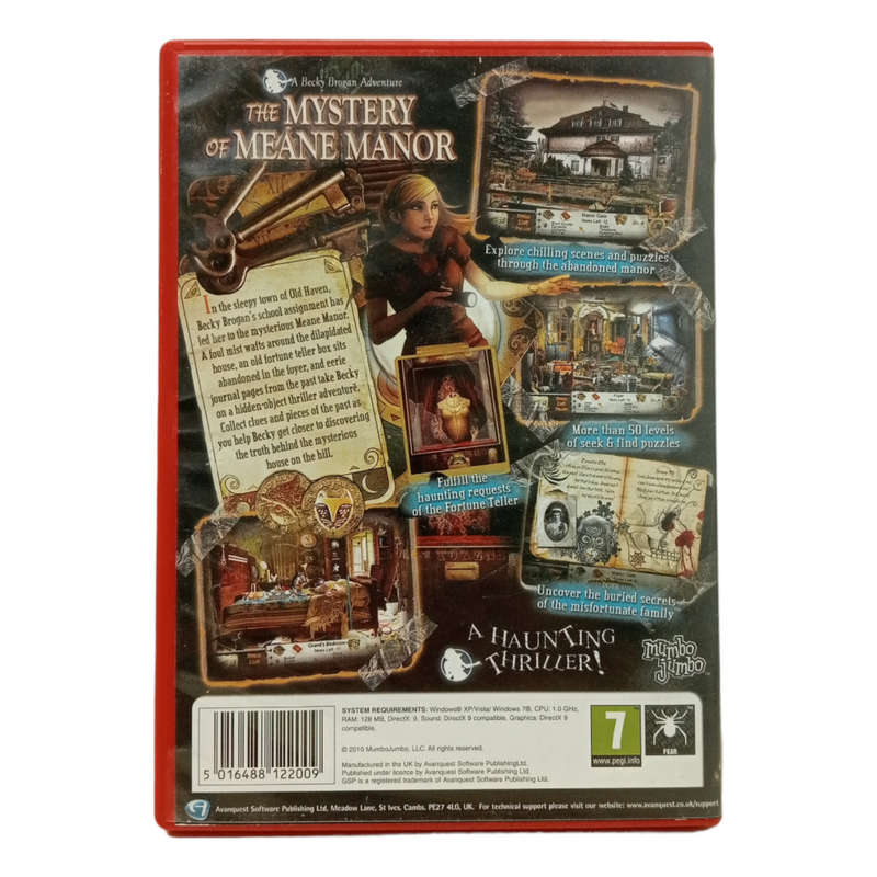 The Mystery of Meane Manor, Hidden Object Game PC (CD)