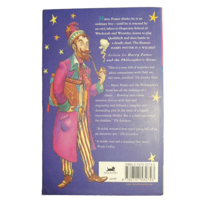 1997 Harry Potter And The Philosopher`s Stone by J. K. Rowling Rare Young Dumbledore Edition Softcov
