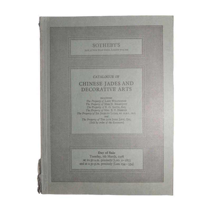 1978 Sotheby`s Catalogue Of Chinese Jades And Decorative Arts Auction Catalog Softcover