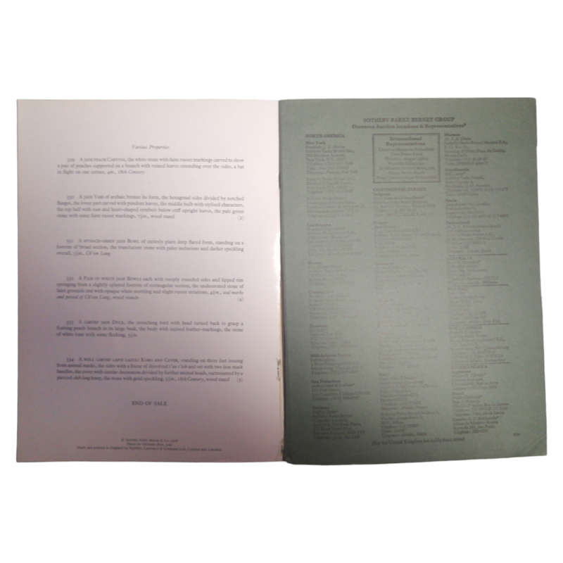 1978 Sotheby`s Catalogue Of Chinese Jades And Decorative Arts Auction Catalog Softcover