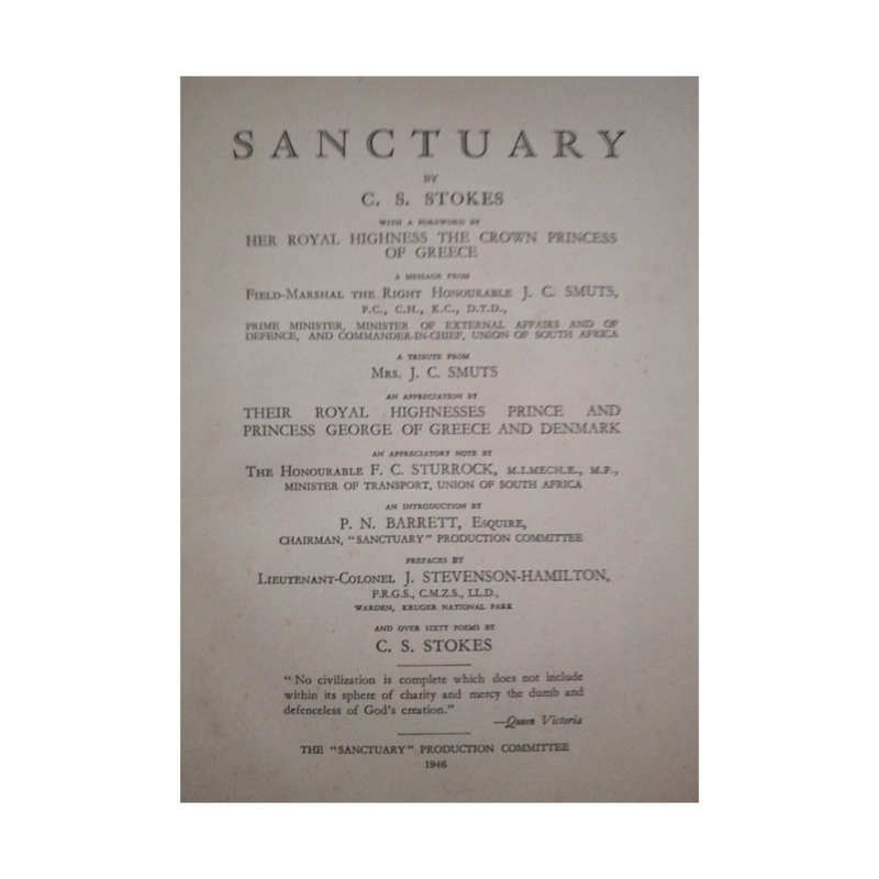 1946 Sanctuary by C. S. Stokes Hardcover w/o Dustjacket