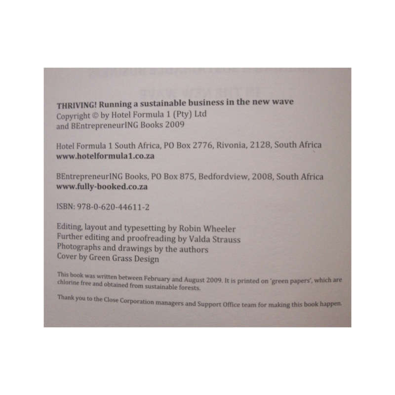 2009 Thriving- Running A Sustainable Business In The New Wave Softcover