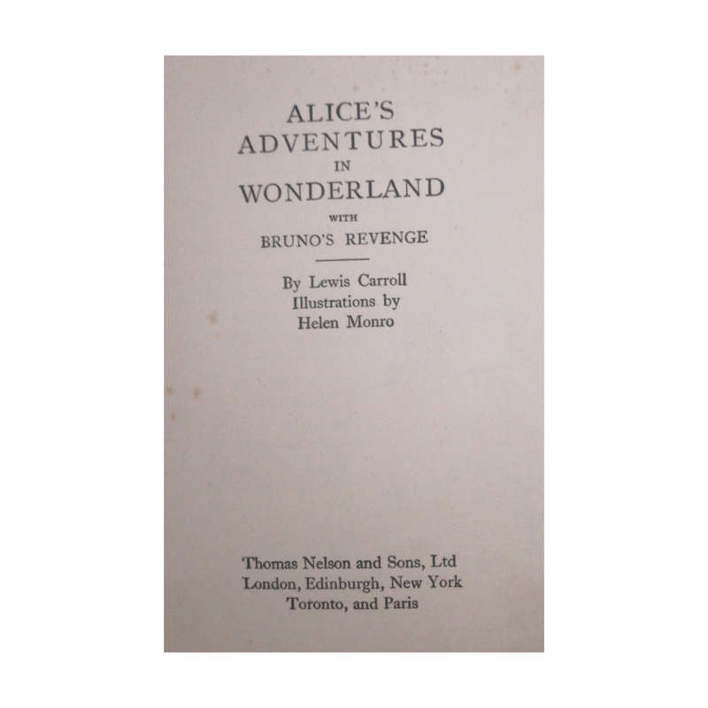 Alice`s Adventures In Wonderland With Bruno`s Revenge by Lewis Carroll Hardcover w/o Dustjacket