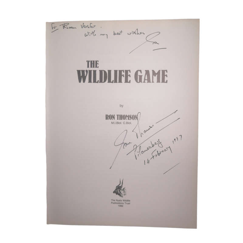 1992 The Wildlife Game by Ron Thomson Hardcover w/ Dustjacket Signed by Author