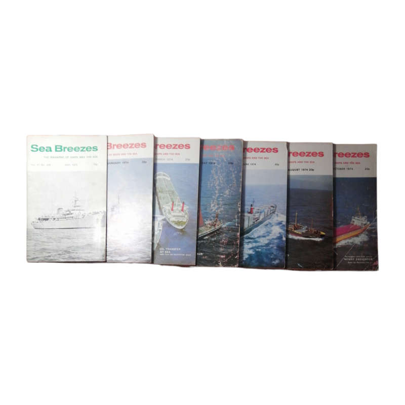 Sea Breezes Magazines 7 Issue Set- May 1973, January 1974, March 1974, May-June 1974, August 1974, O
