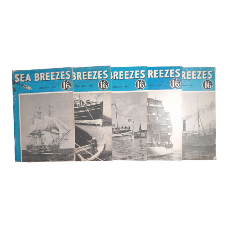 1961 Sea Breezes Magazines 10 Issue Set- January-June, August, October-December Softcover