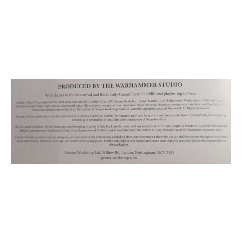 2021 Wahammer 40000- Codex Orks 9th Edition Limited Edition Hardcover w/o Dustjacket