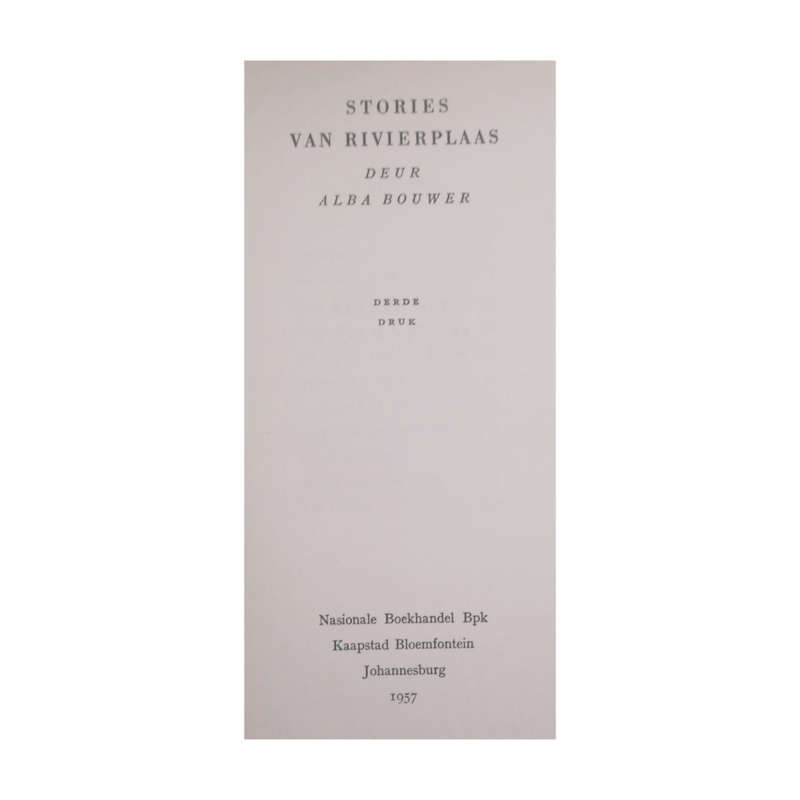 1957 Stories Van Rivierplaas by Alba Bouwer Hardcover w/ Dustjacket