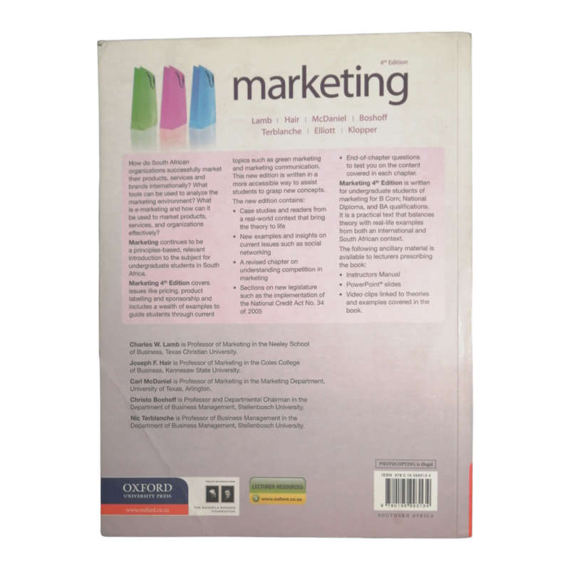 2015 Marketing by Charles W. Lamb, Joseph F. Hair, Carl McDaniel, Christo Boshoff, Nic Terblanche, R
