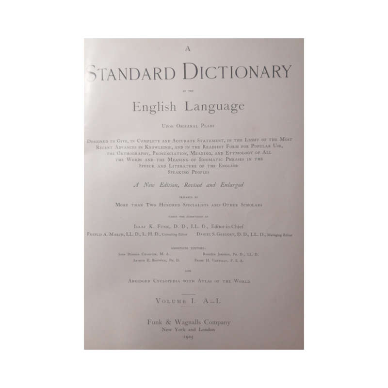 1899-1905 A Standard Dictionary Of The English Language Volume 1 and 2 Hardcover w/o Dustjacket