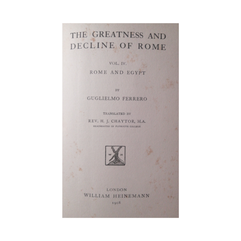 1908-1909 The Greatness And Decline Of Rome by Guglielmo Ferrero 5 Volume Set Hardcover w/o Dustjack