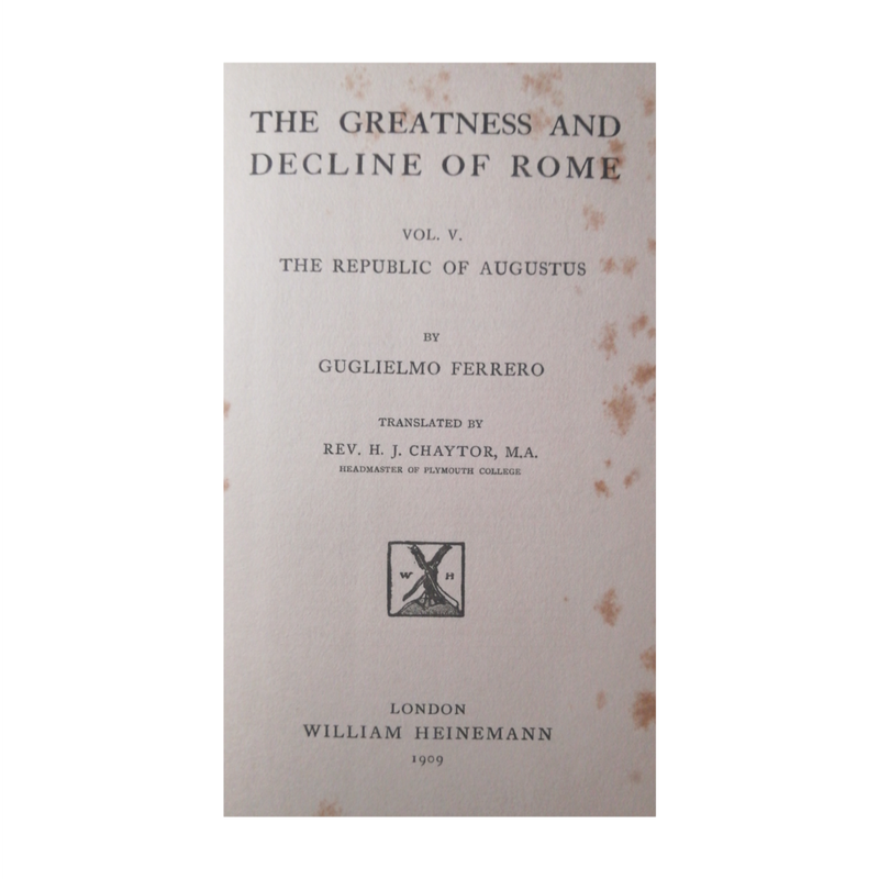 1908-1909 The Greatness And Decline Of Rome by Guglielmo Ferrero 5 Volume Set Hardcover w/o Dustjack