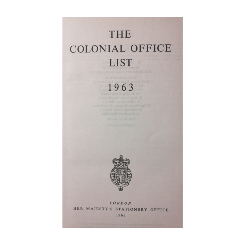 1963 The Colonial Office List Hardcover w/o Dustjacket
