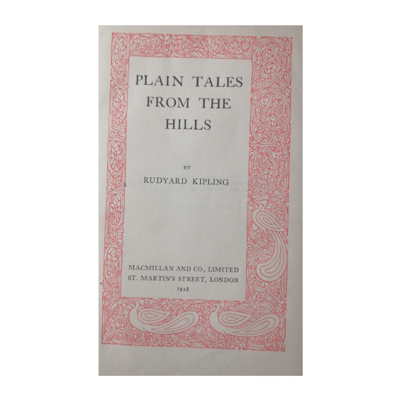 1928 Plain Tales From The Hills by Rudyard Kipling Hardcover w/o Dustjacket