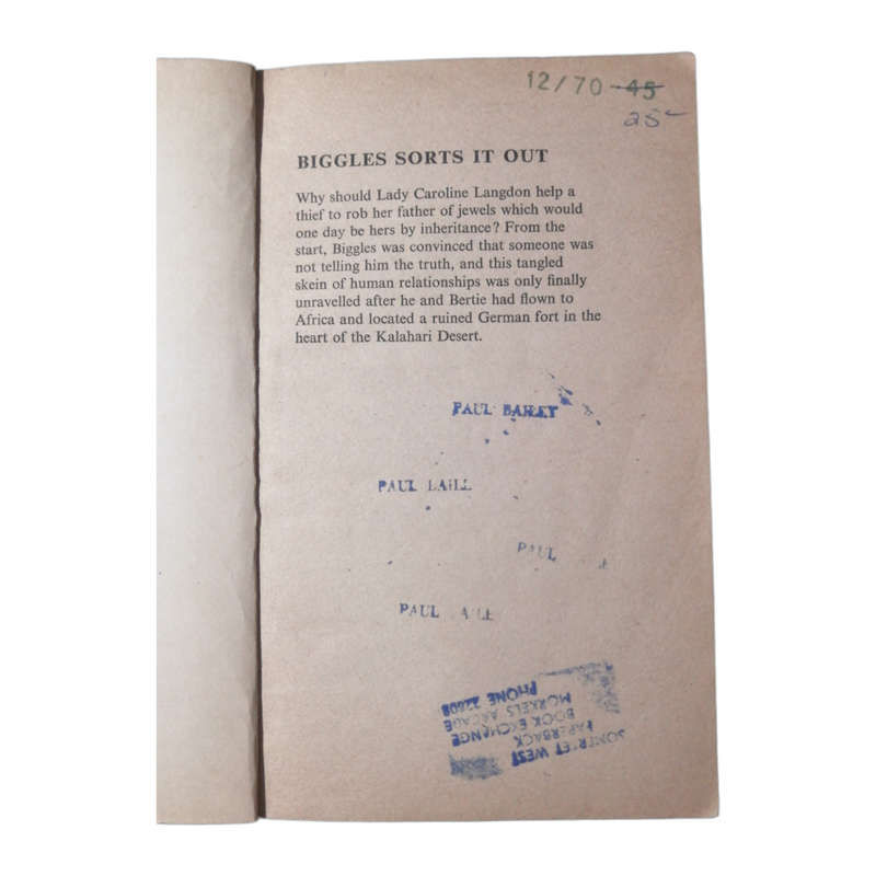Biggles Sorts It Out by Captain W. E. Johns 1970 Softcover