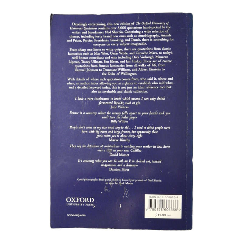 The Oxford Dictionary Of Humorous Quotations by Ned Sherrin 2002 Softcover