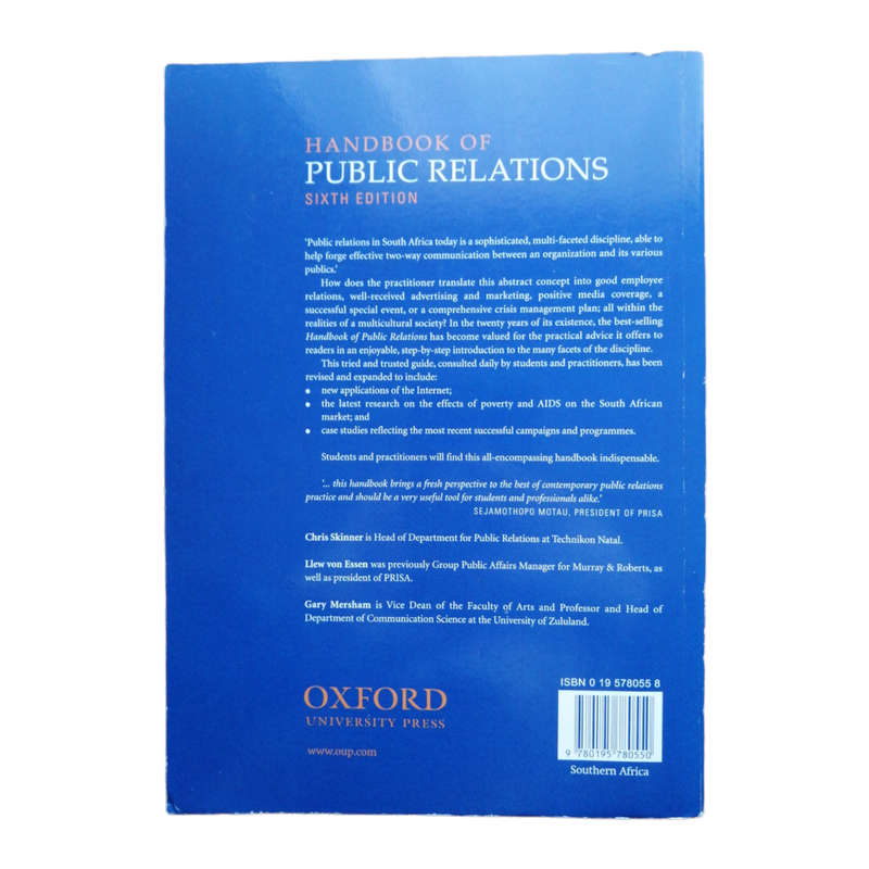 Handbook Of Public Relations by Skinner, Von Essen and Mersham 2001 Softcover
