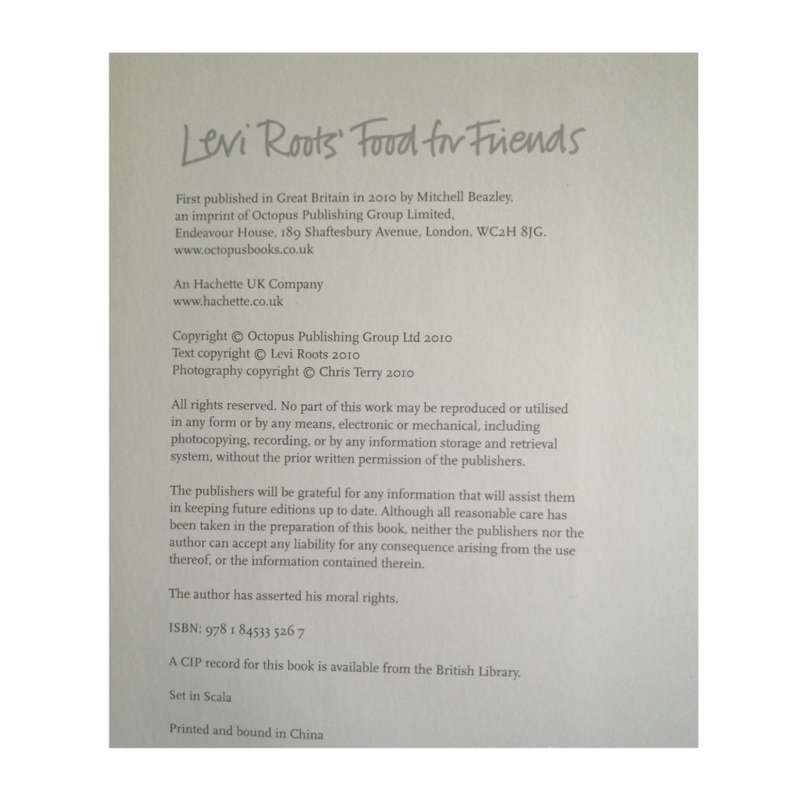 Food For Friends by Levi Roots 2010 Hardcover w/Dustjacket