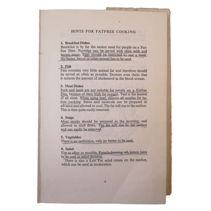 Fat Free Cooking For The Gourmet by Lydia Wierzbicka 1968 Hardcover w/Dustjacket