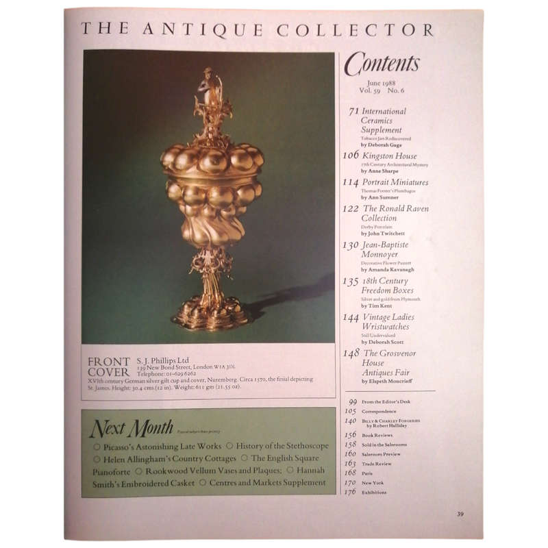 The Antique Collector Volume 59 Number 6 June 1988 Softcover