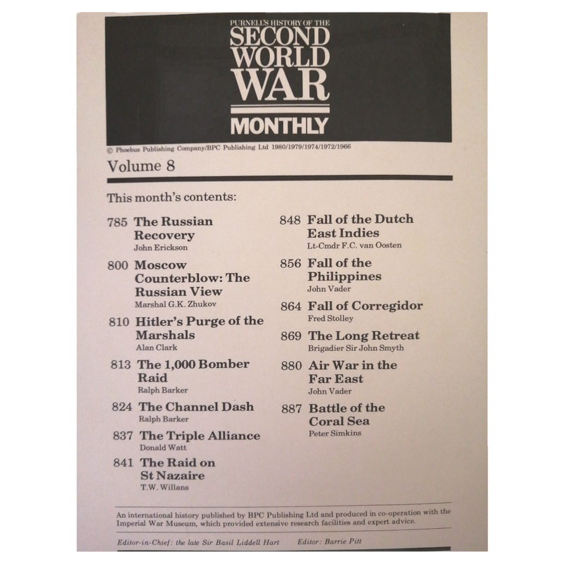 Purnell`s History Of The Second World War New Monthly Edition Book 7, 8 , 9, 10, 12 And 13 Set By Pu