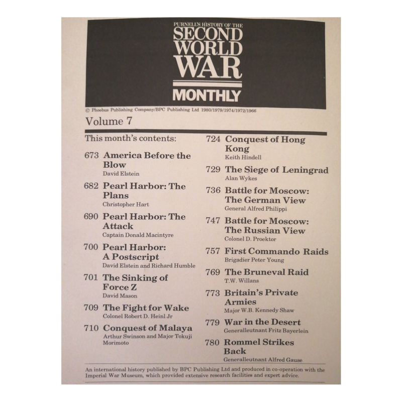 Purnell`s History Of The Second World War New Monthly Edition Book 7, 8 , 9, 10, 12 And 13 Set By Pu