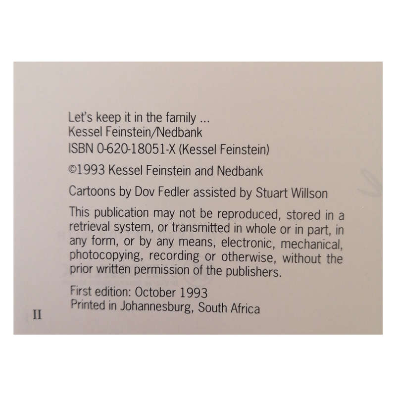 Let`s Keep It In The Family by Dov Fedler First Edition 1993 Softcover