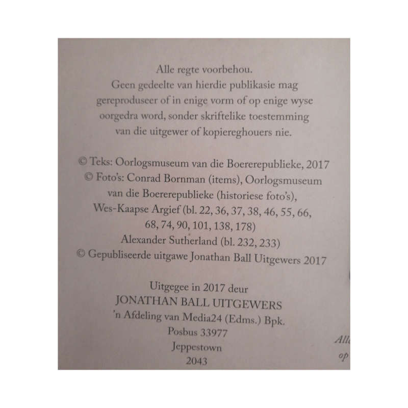2017 Die Anglo-Boereoorlog in 100 - Objekte - Oorlogsmuseum van die Boererepublieke Hardcover w/o Du