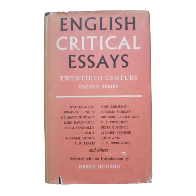 1958 English Critical Essays by Derek Hudson Hardcover w/ Dustjacket