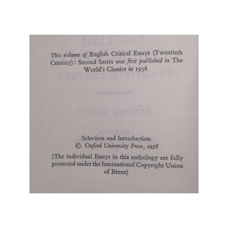1958 English Critical Essays by Derek Hudson Hardcover w/ Dustjacket