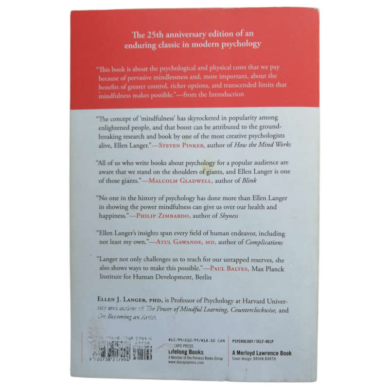 Mindfulness- 25th Anniversary Edition by Ellen J. Langer 2014 Softcover
