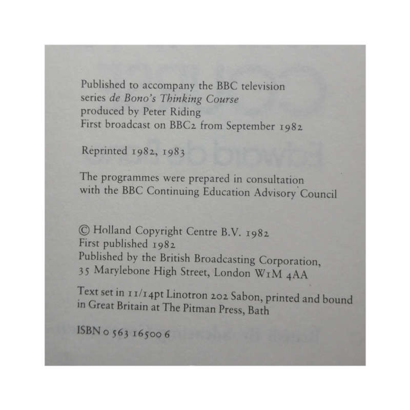 De Bono`s Thinking Course by Edward De Bono 1983 Softcover
