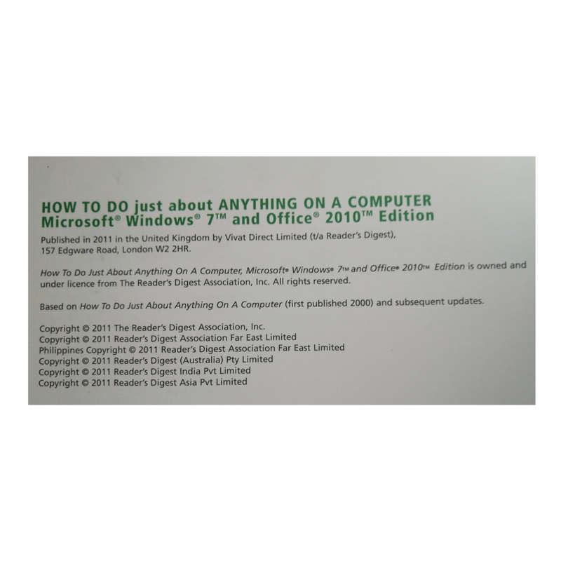 Reader`s Digest How To Do Just About Anything On A Computer 2011 Softcover