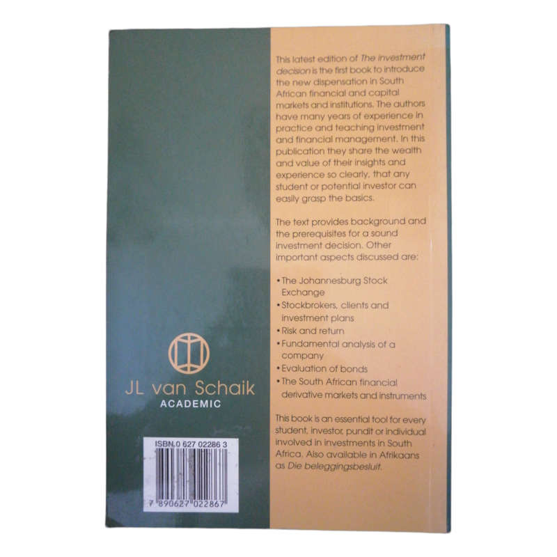 The Investment Decision by P. G. Du Plessis 1997 Softcover