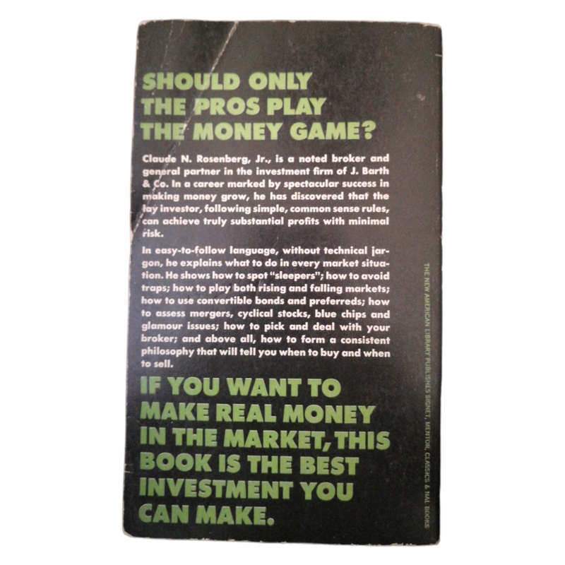 The Common Sense Way To Stock Market Profits by Claude N. Rosenberg 1968 Softcover