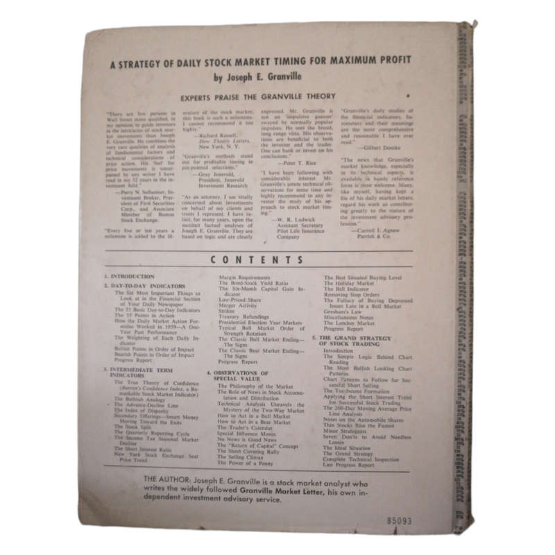 A Strategy Of Daily Stock Market Timing For Maximum Profit by Joseph E. Granville 1968 Hardcover w/D