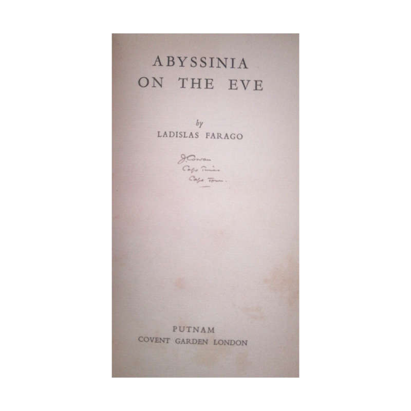 1935 Abyssinia On The Eve by Ladislas Farago Hardcover w/o Dustjacket