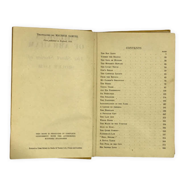 Children of Abraham by Sholem Asch 1944 Fist Edition Hardcover