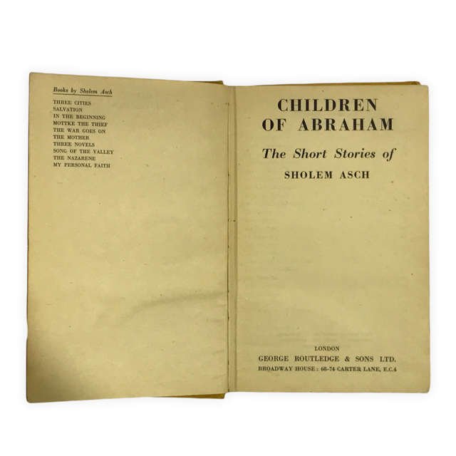 Children of Abraham by Sholem Asch 1944 Fist Edition Hardcover