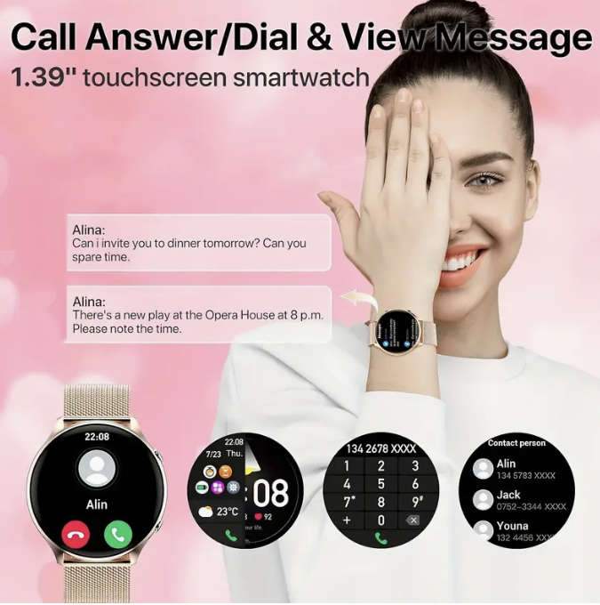 LADIES ROSE GOLD SMART WATCH WITH 2 BANDS