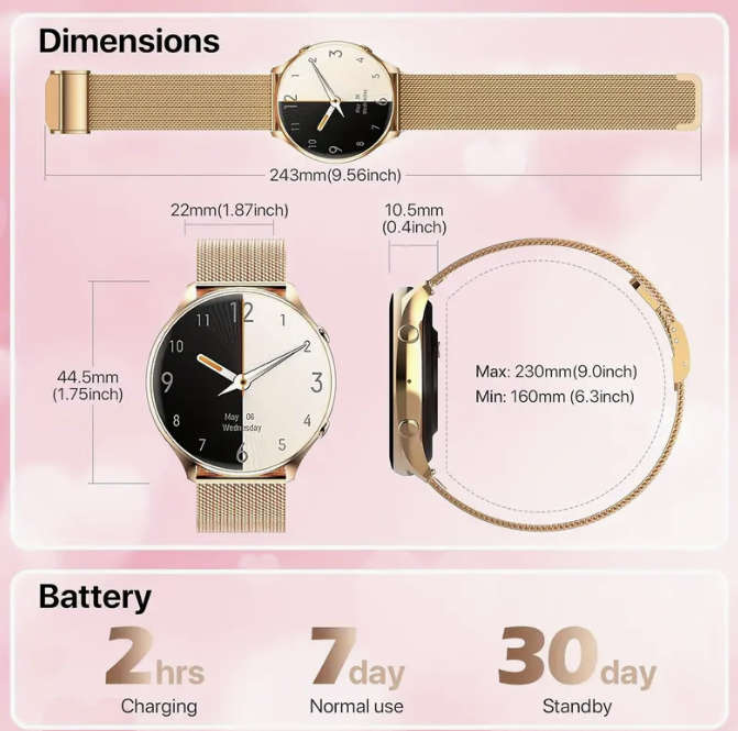 LADIES ROSE GOLD SMART WATCH WITH 2 BANDS