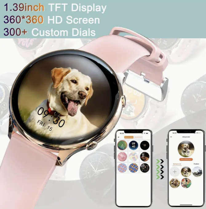 LADIES ROSE GOLD SMART WATCH WITH 2 BANDS