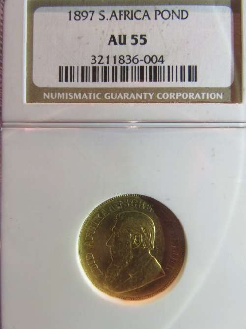 1897 ZAR Gold Pond NGC AU55 | Lustrous | RARE |