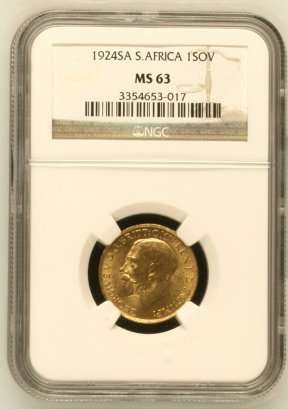 1924 SA UNION GOLD SOVEREIGN NGC MS63 | BRILLIANT UNC | EXTREMELY RARE |