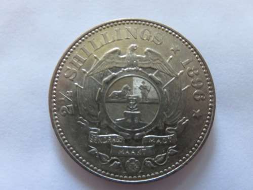 1896 ZAR SILVER 2.5 SHILLING (HALFCROWN) | PERFECT LUSTER |