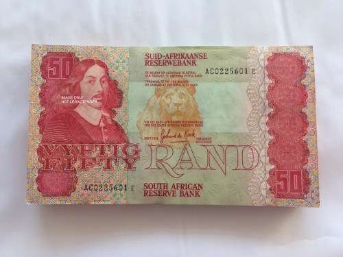 100 X 1984 G.P.C DE KOCK FIFTY RAND NOTES UNC IN SEQUENCE | THIRD ISSUE | RARE |