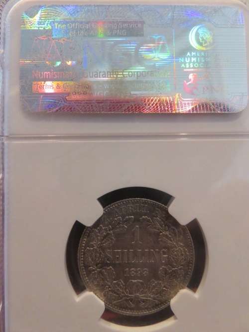 1893 ZAR SILVER 1 SHILLING NGC GRADED AU55 | LUSTROUS | RARE |