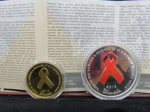 2012 Mandela Red Ribbon Twin Set - 1/2oz Gold and 1oz Silver | Fun R1 Start |