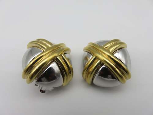 Ciner Steel and Gold Plated Clip on Earrings | Fun R1 Start